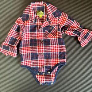 Kapital K Red and Blue Plaid Baby Onsie size 3-6 month, Carters matching set 3M